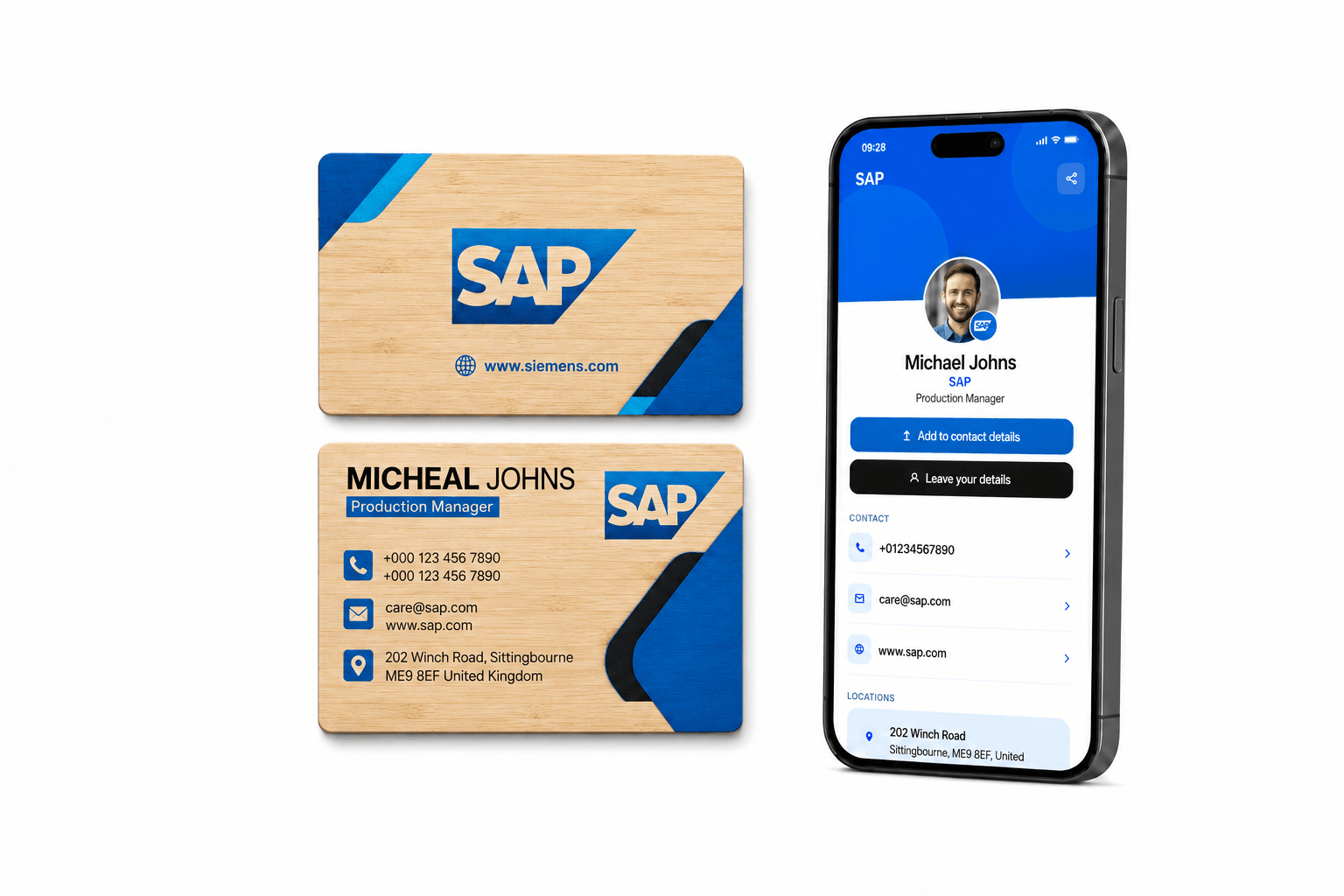 Carte de vizită NFC Bamboo – Design propriu