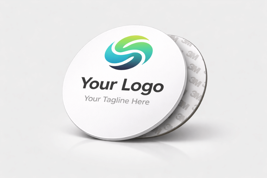 Autocolant NFC rotund din PVC, 100 mm – Design personalizat