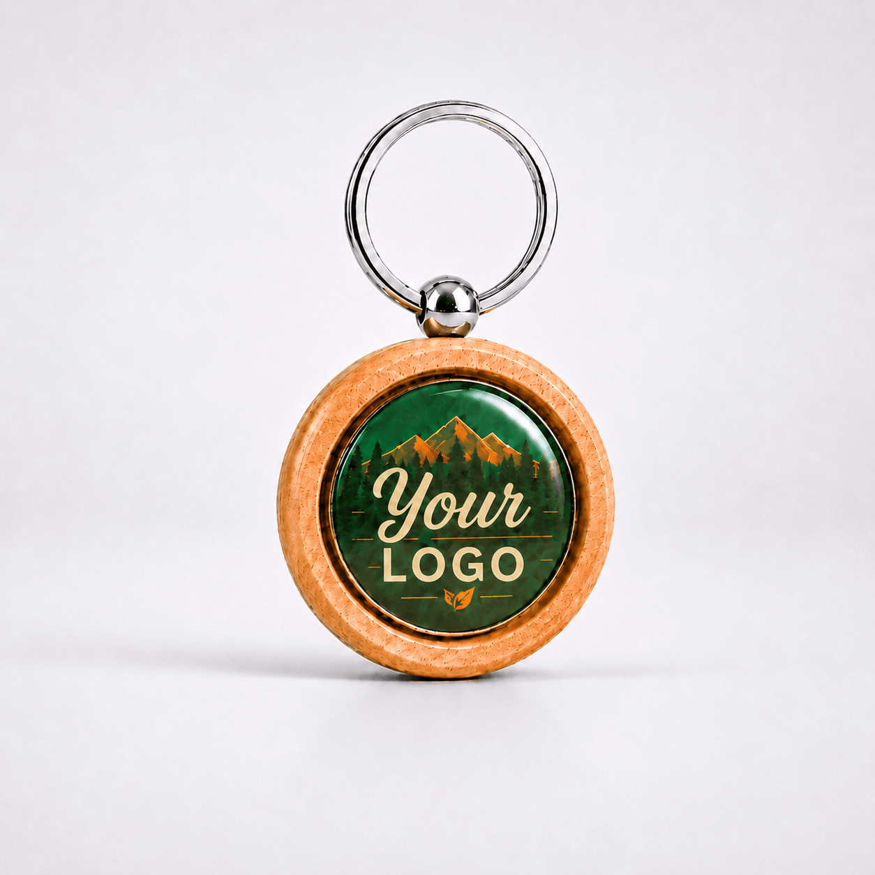 Breloc RFID rotund din lemn, cu design propriu